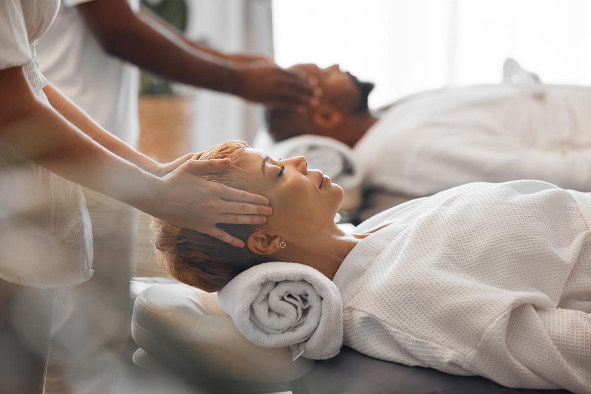 Couple receiving a massage